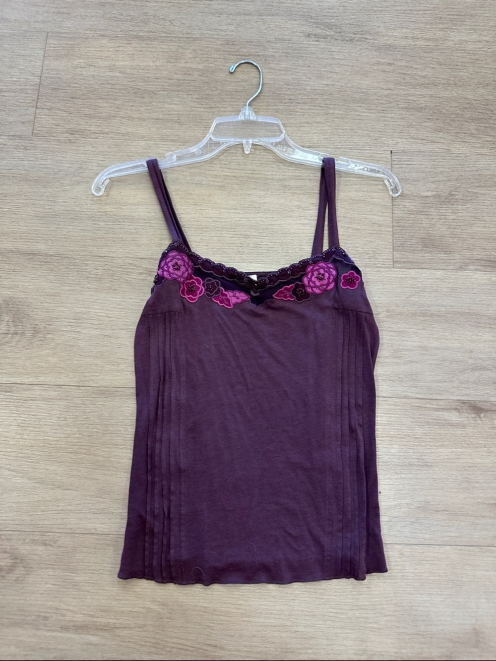 Moth Plum Floral Lace-Trim Camisole